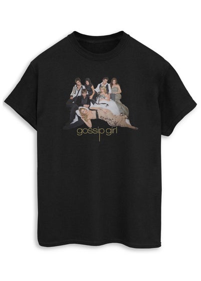 Gossip Girl Group Pose Women Black Boyfriend Fit T-Shirt