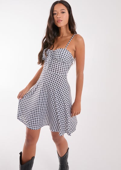 Pink Vanilla Black Gingham Strappy Mini Dress