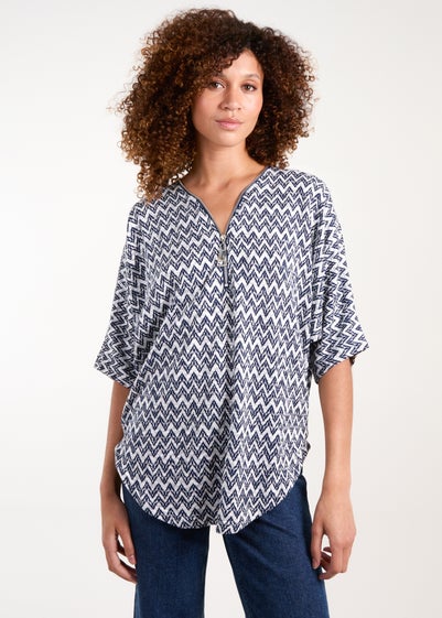 Blue Vanilla Navy Zig Zag Front Top