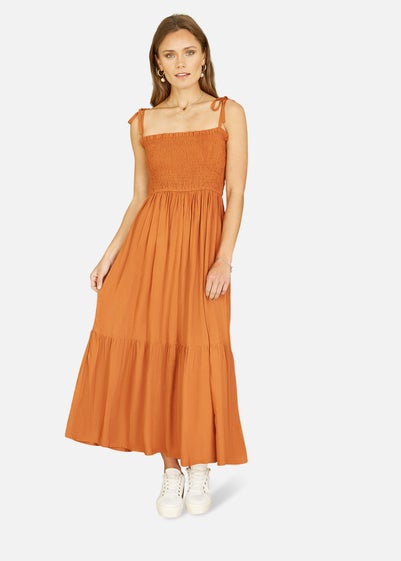 Yumi Orange Midi Sun Dress