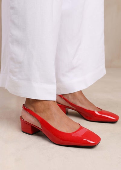 Where's That From Michigan Red Wide-Fit Square Toe Slingback Heels