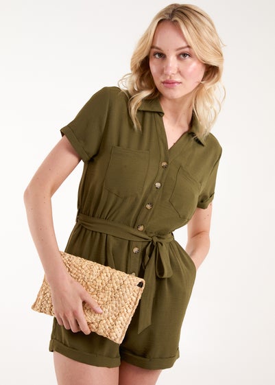 Blue Vanilla Khaki Utility Playsuit