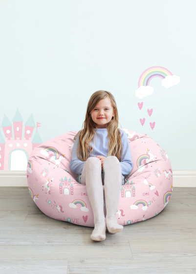 rucomfy Printed Kids Medium Unicorn Castle Beanbag