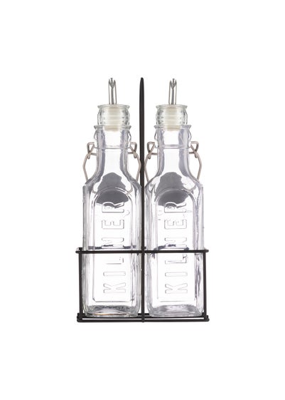 Kilner Set of 2 Oil Bottles & Metal Rack (300ml)