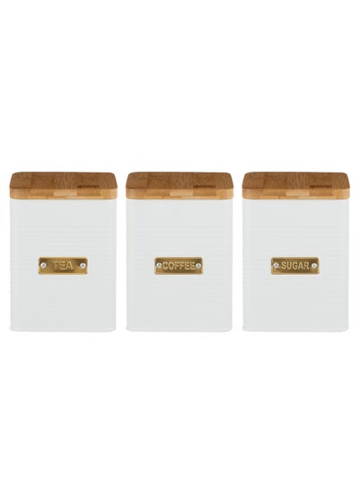 Typhoon Otto Square White Set of 3 Tea, Coffee, Sugar Storage Jars