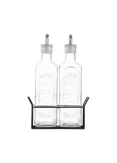 Kilner Set of 2 Oil Bottles & Metal Rack (600ml)