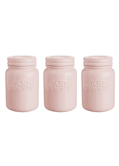 Kilner Set of 3 Ceramic Storage Jars Dusky Pink