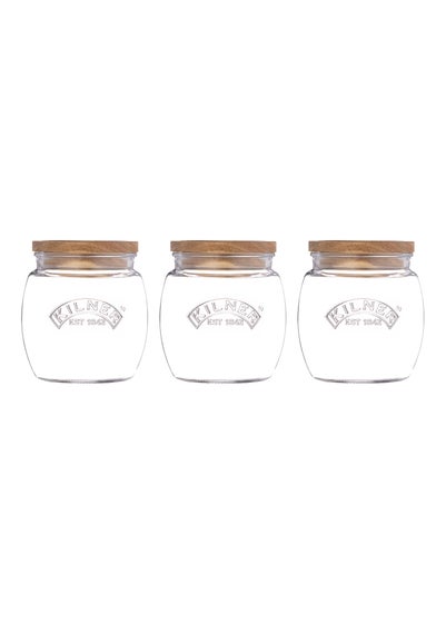 Kilner Set of 3 Universal Wooden Lid Jars ( 0.8l )