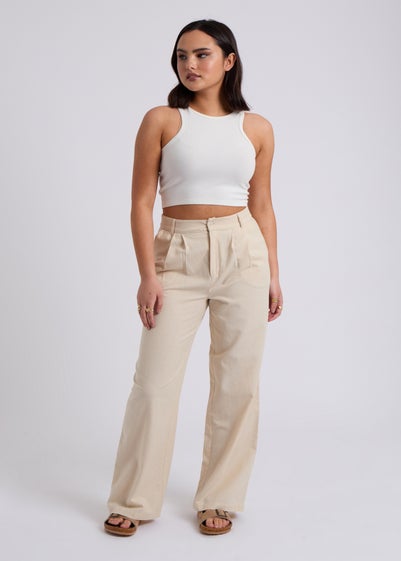 Urban Bliss Stone Linen Blend Wide Leg Trouser