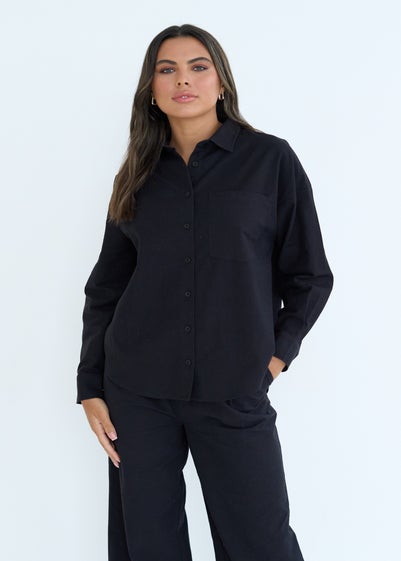 Urban Bliss Black Linen Blend Oversized Shirt