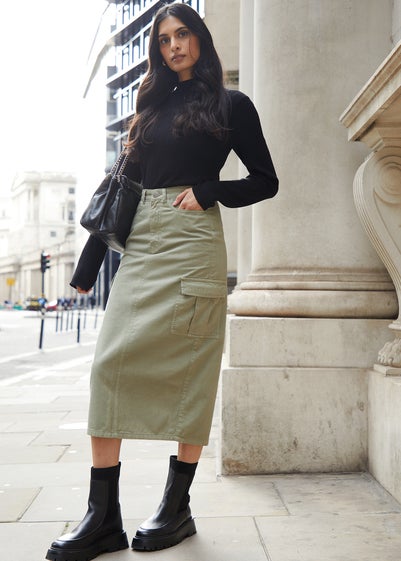 Threadbare Khaki Foxtrot Maxi Cargo Skirt