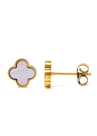 Say It With Children's Gold Pink Clover Earrings