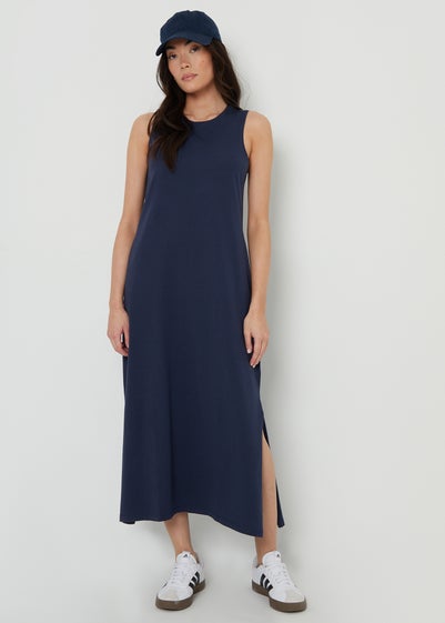 Threadbare Navy Sue Sleeveless Jersey Midi Dress With Pockets