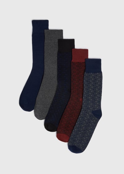 5 Pack Multicolour Patterned Socks