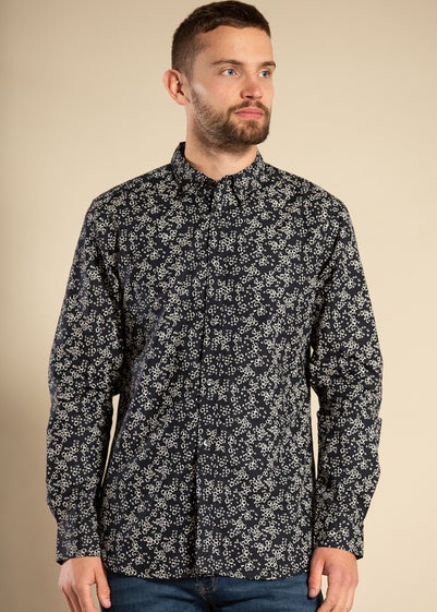 French Connection Black Cotton Long Sleeve Floral Shirt