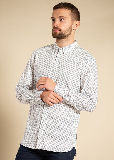 French Connection Ivory Cotton Long Sleeve Floral Shirt