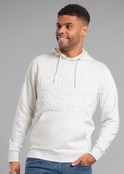 Tokyo Laundry Grey Cotton Blend Embossed Drawstring Hoody