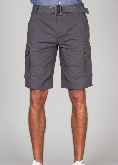 Tokyo Laundry Grey Cotton Ripstop Cargo Shorts