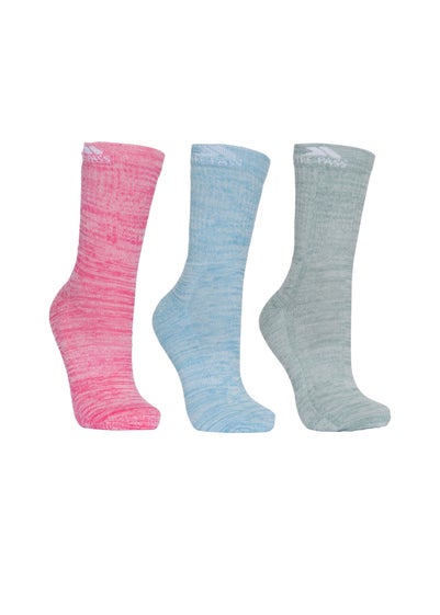 Trespass Blue Floral Helvellyn Trekking Socks (Pack of 3)