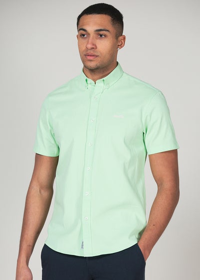 Tokyo Laundry Green Cotton Short Sleeved Button-Up Oxford Shirt