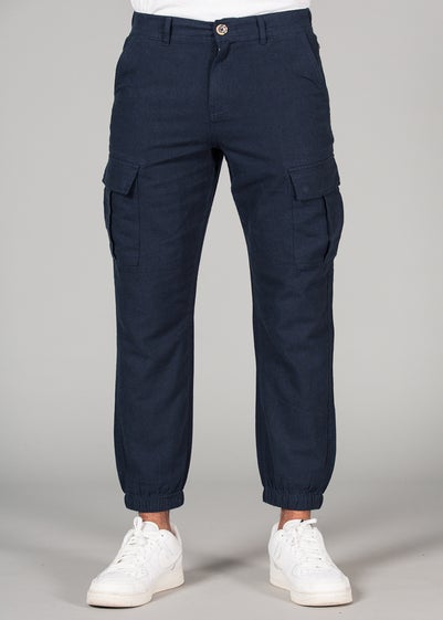 Tokyo Laundry Navy Linen Blend Cargo-Style Trousers