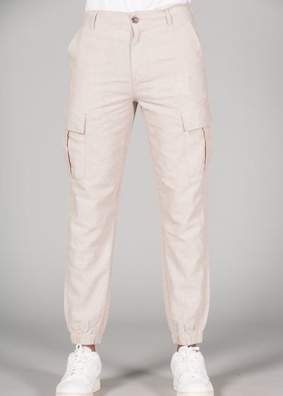 Tokyo Laundry Beige Linen Blend Cargo-Style Trousers