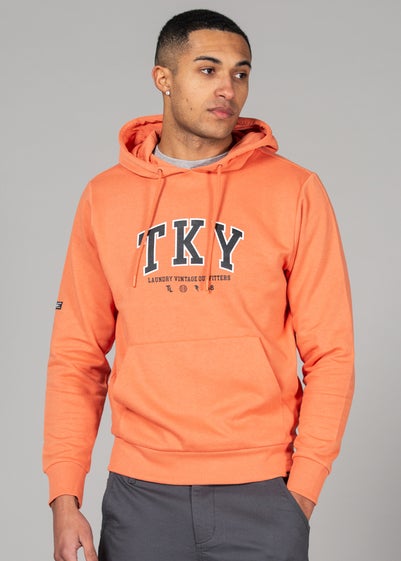 Tokyo Laundry Orange Cotton Blend Hoody with Branding Print