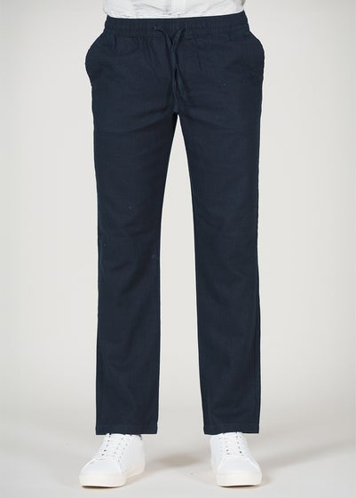 Tokyo Laundry Navy Linen Blend Straight Leg Trousers