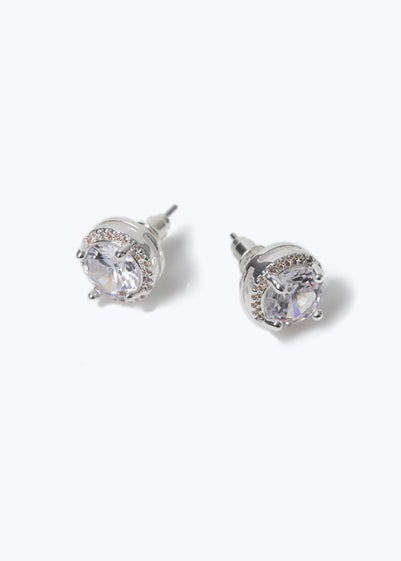 Muse Silver Halo Stud Earrings