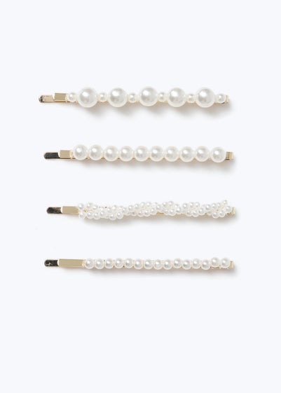 Muse 4 Pack White Pearl Hair Clips