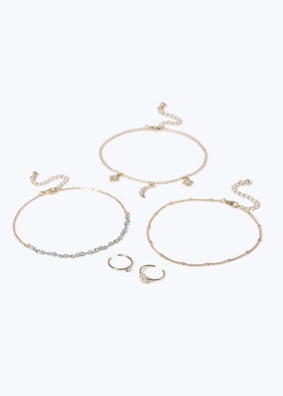 Muse Moon Anklet Toe Ring Multipack Gold