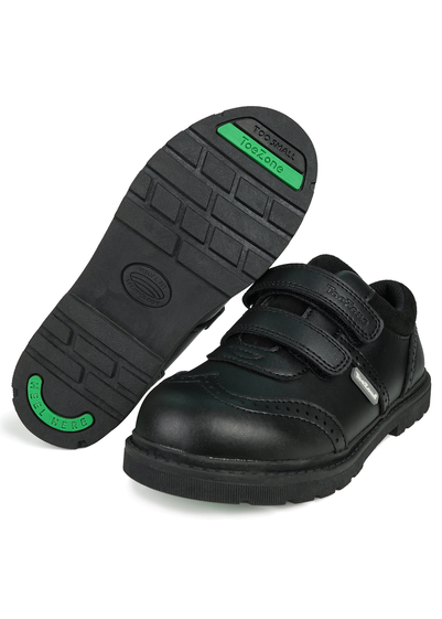 ToeZone Boys Black Theo Coated Leather Smart School Shoe (Younger 8 - Older 3)