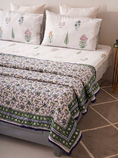 Aravali Handblock Printed Double Reversible Quilt