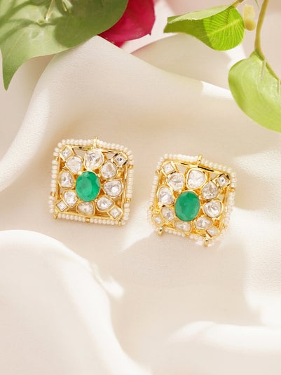 Women Gold Push Back Traditional Earring