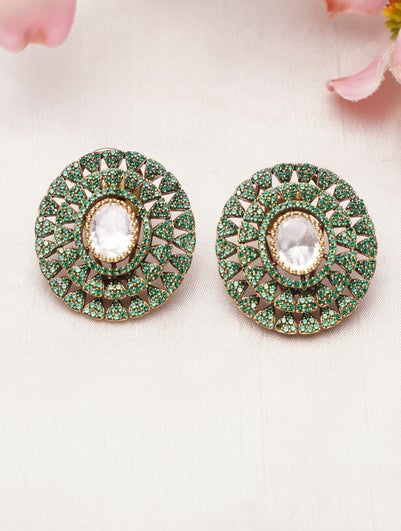 Women Gold Push Back Traditional Earring