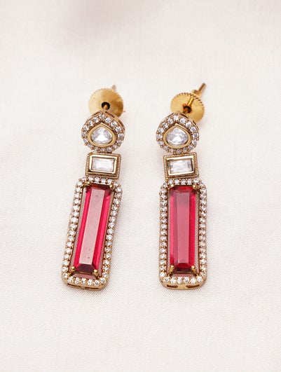 Women Gold Push Back Traditional Earring