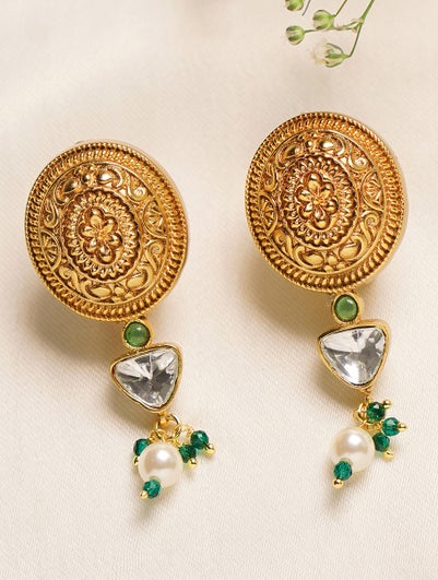 Women Gold Tone Kundan Earrings