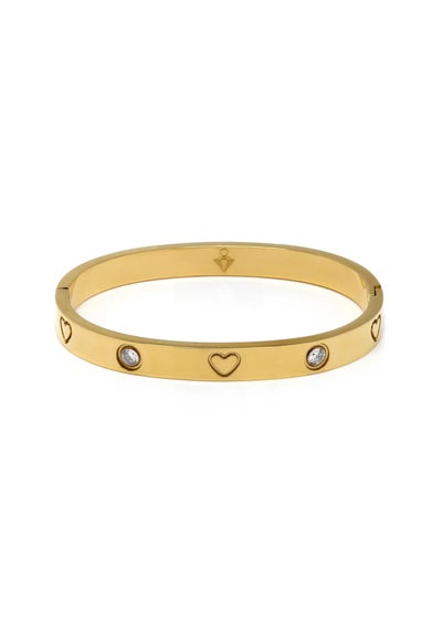 Say It With Gold Junior Stone & Heart Hinged Bangle