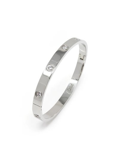 Say It With Silver Hinged Stone Bangle