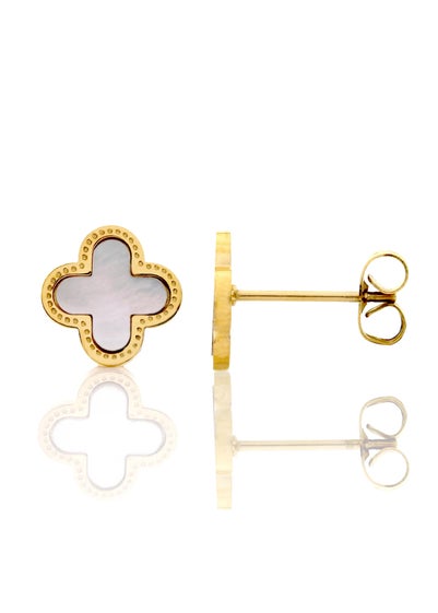 Say It With Gold & Faux Pearl Clover Earrings