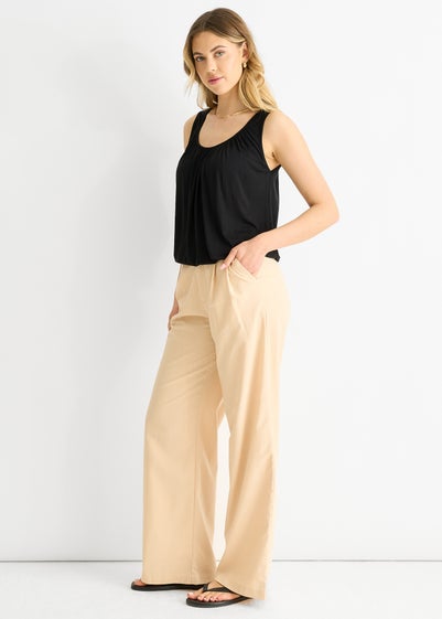 Gini London Black Round Neck Oversized Sleeveless Top