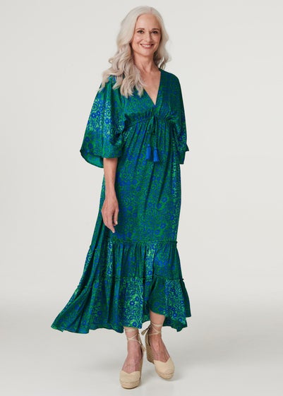 Izabel London Blue Floral Batwing Maxi Dress