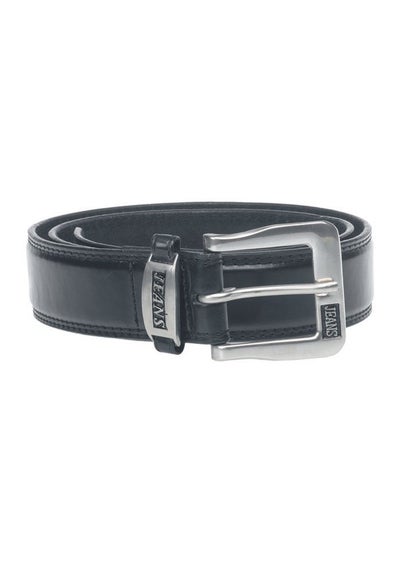 Duke Black Kenny Bonded Leather Buckle Waist Belt