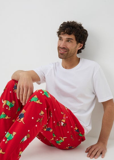Red Christmas Dog Fleece Pyjama Bottoms