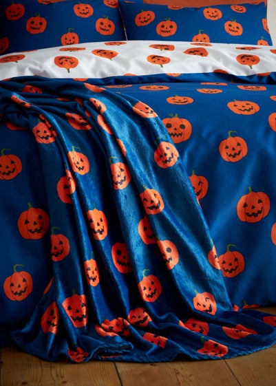 Catherine Lansfield Halloween Pumpkins Cosy Fleece Blanket Throw (130x170cm)