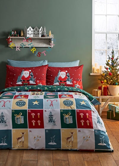 Catherine Lansfield Christmas Advent Calendar Reversible Duvet Cover Set