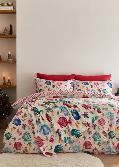 Catherine Lansfield Christmas Jolly Jumpers Reversible Duvet Cover Set