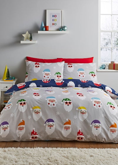 Catherine Lansfield Christmas Santa Spec-Tacular Reversible Duvet Cover Set