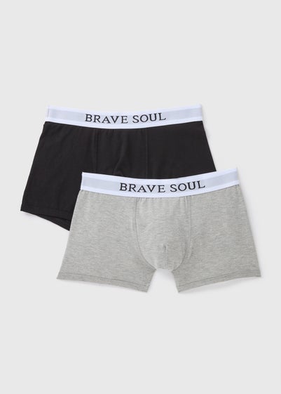 Brave Soul 2 Pack Grey & Black Boxers