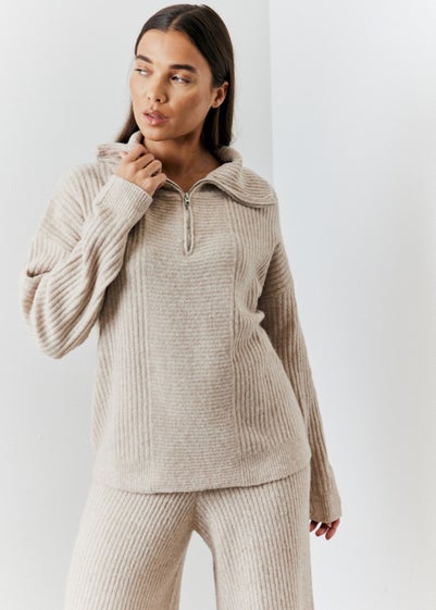 In The Style Camel 1/4 Zip Knit Jumper